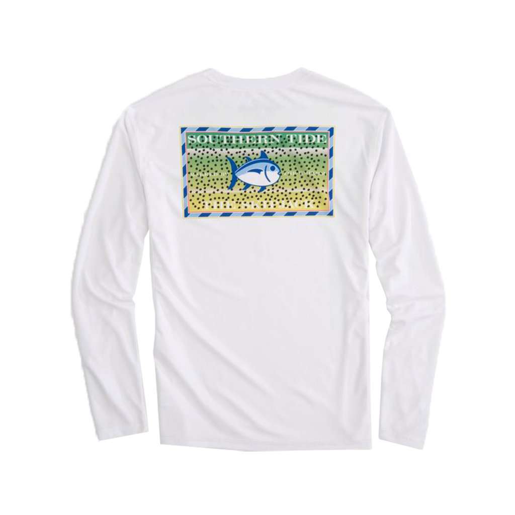 Southern Slam Series Rainbow Trout Long Sleeve Performance T-Shirt in Classic White by Southern Tide - Country Club Prep