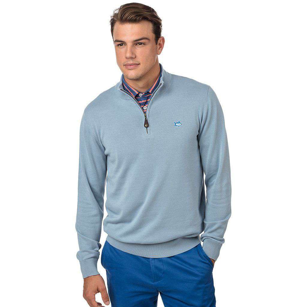Alpenglow 1/4 Zip Sweater in Tsunami Grey by Southern Tide - Country Club Prep