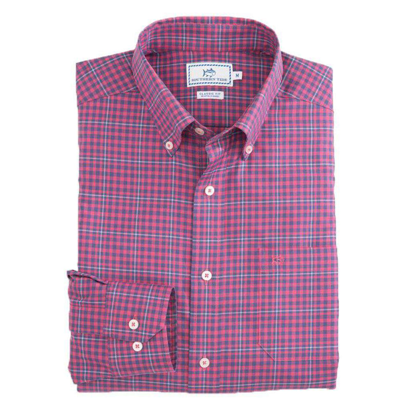 Appaloosa Gingham Sport Shirt in Channel Red by Southern Tide - Country Club Prep