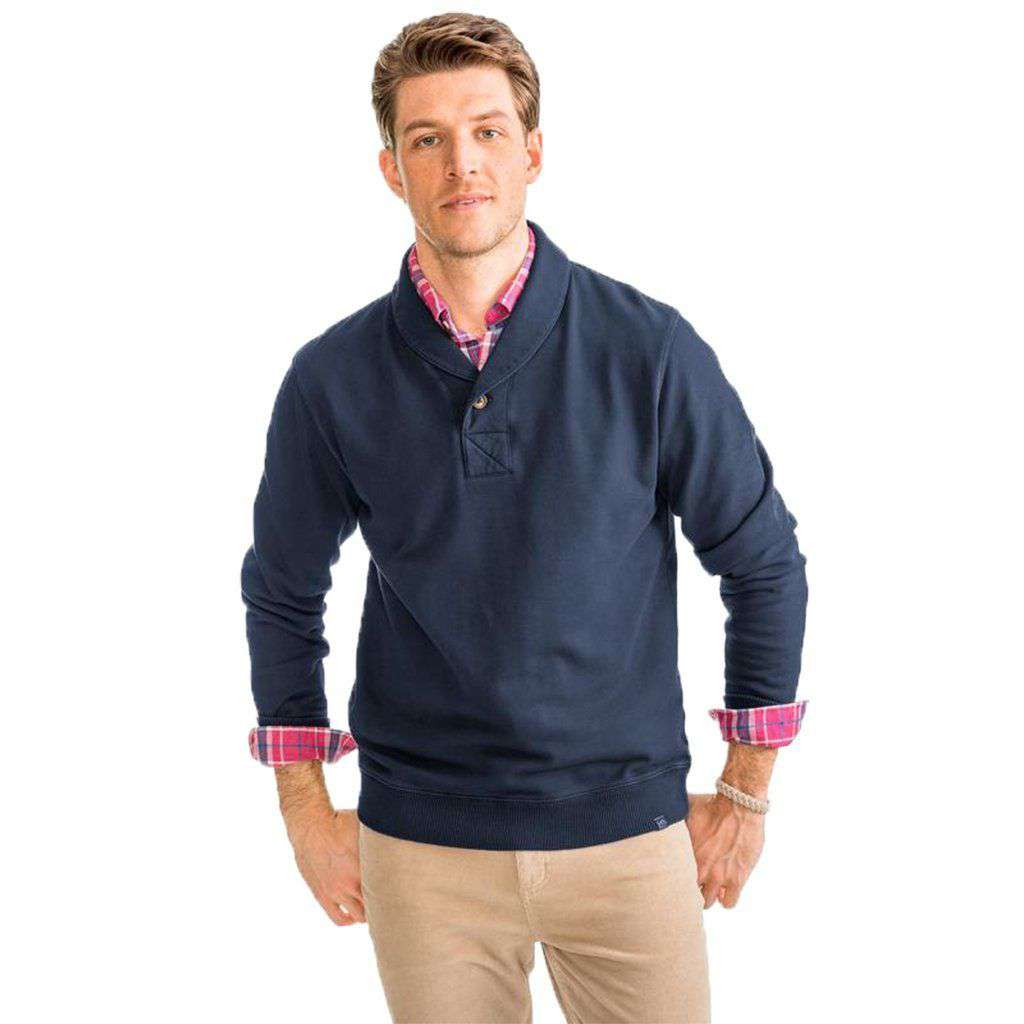 Buchthorn Shawl Collar Pullover in True Navy by Southern Tide - Country Club Prep