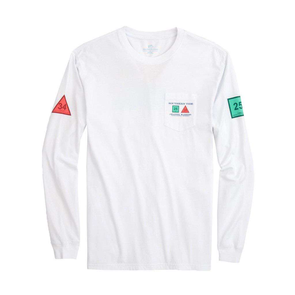 Channel Marker Series Long Sleeve T-Shirt in Classic White by Southern Tide - Country Club Prep