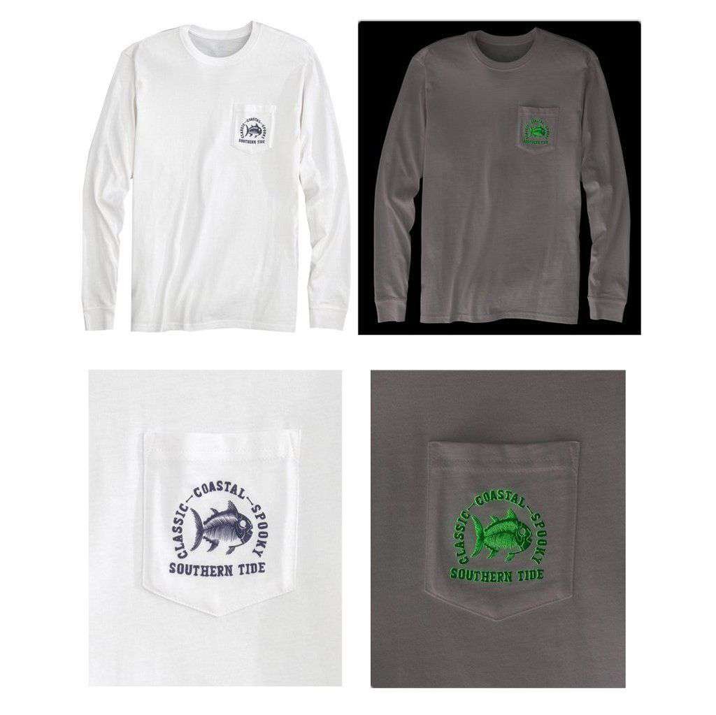 Classic Coastal Spooky Glow in the Dark Long Sleeve T-Shirt in Classic White by Southern Tide - Country Club Prep