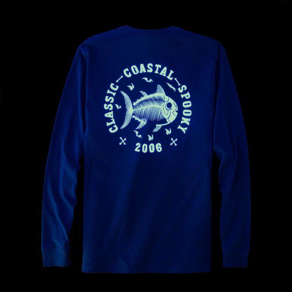 Classic Coastal Spooky Glow in the Dark Long Sleeve T-Shirt in Yacht Blue by Southern Tide - Country Club Prep