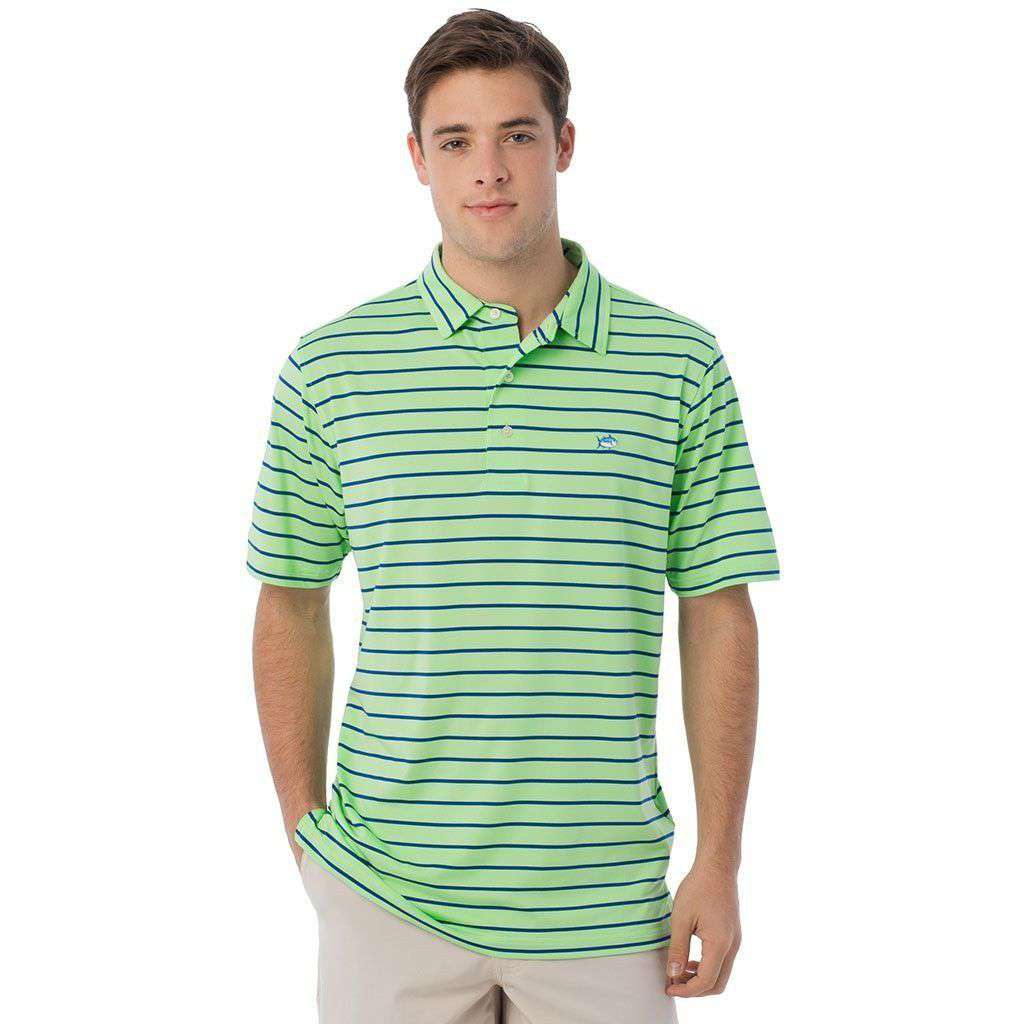 Driver Stripe Performance Polo in Summer Green by Southern Tide - Country Club Prep