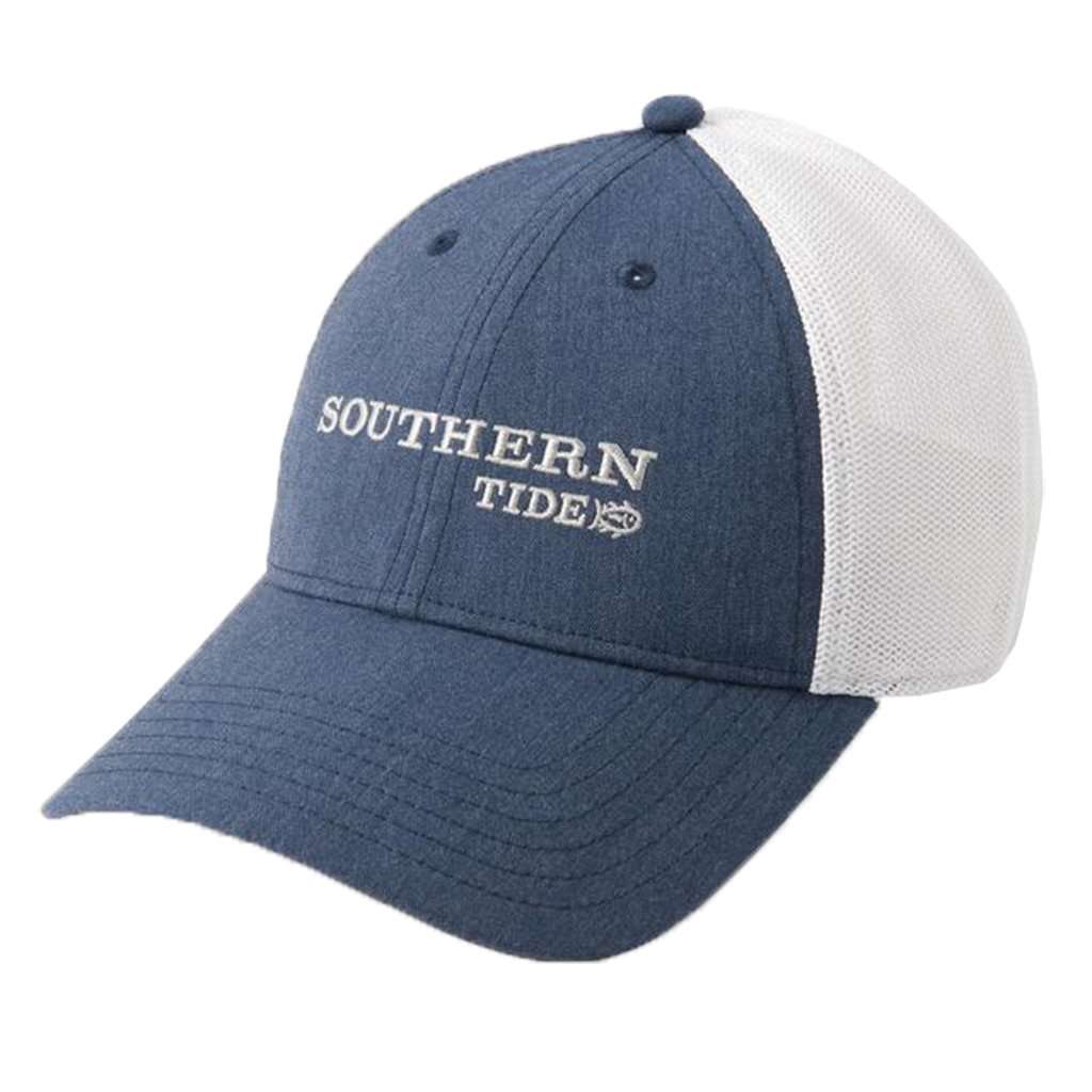 Embroidered Fitted Trucker in Heather Navy by Southern Tide - Country Club Prep