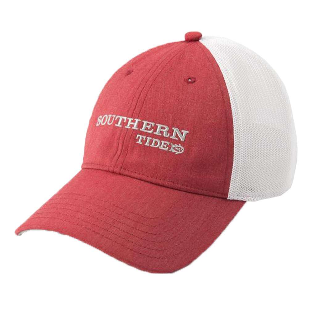 Embroidered Fitted Trucker in Heather Red by Southern Tide - Country Club Prep