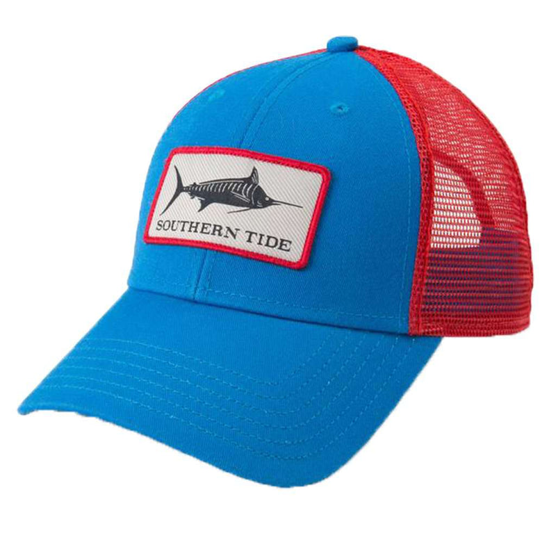 Fish Series Blue Marlin Patch Trucker Hat in Cobalt Blue by Southern Tide - Country Club Prep