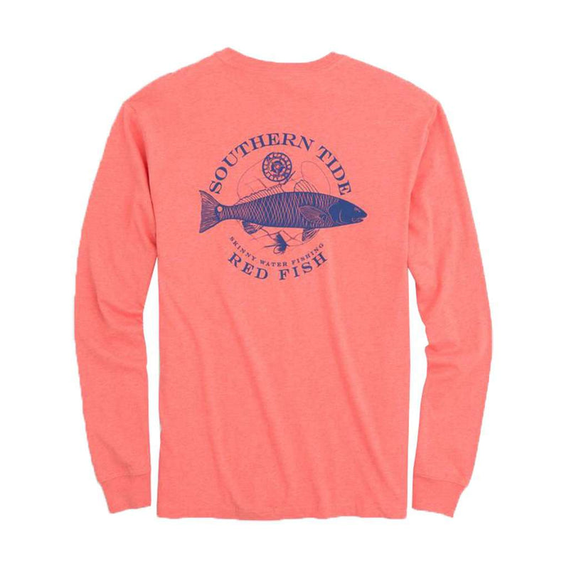 Fish Series Red Fish Heathered Long Sleeve T-Shirt in Heather Sea by Southern Tide - Country Club Prep