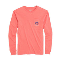 Fish Series Red Fish Heathered Long Sleeve T-Shirt in Heather Sea by Southern Tide - Country Club Prep