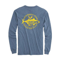 Fish Series Yellowfin Tuna Heathered Long Sleeve T-Shirt in Seven Seas Blue by Southern Tide - Country Club Prep