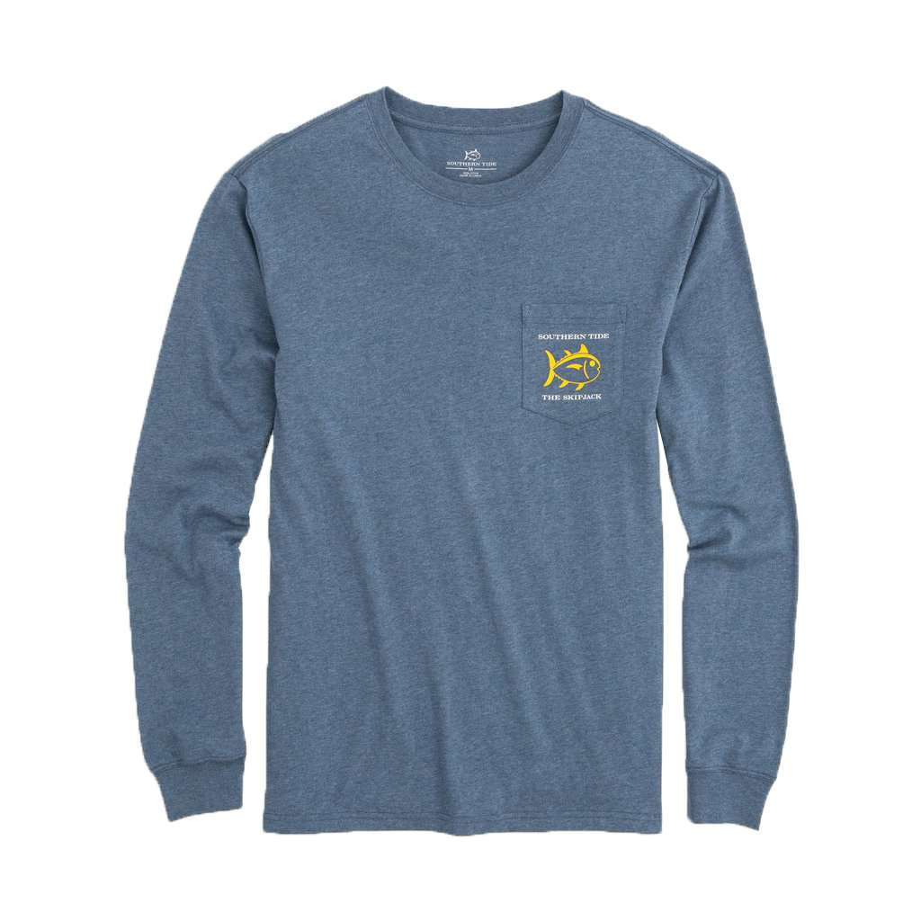 Fish Series Yellowfin Tuna Heathered Long Sleeve T-Shirt in Seven Seas Blue by Southern Tide - Country Club Prep