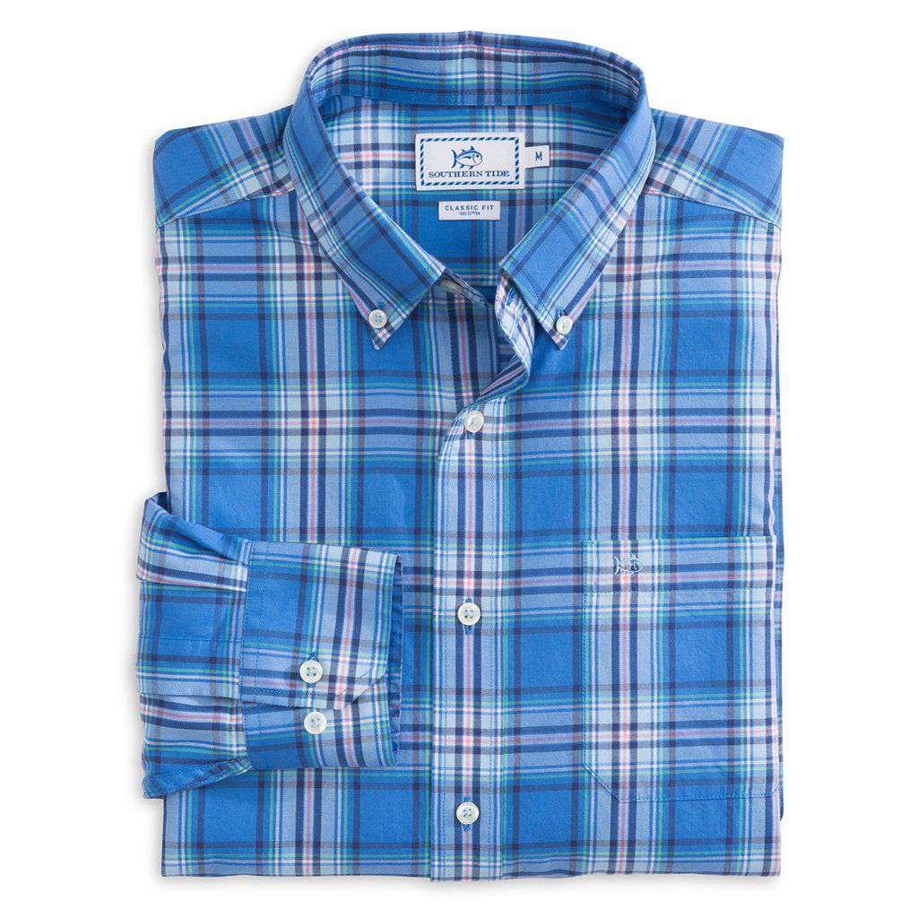 Flat Rock Plaid Sport Shirt in Charting Blue by Southern Tide - Country Club Prep