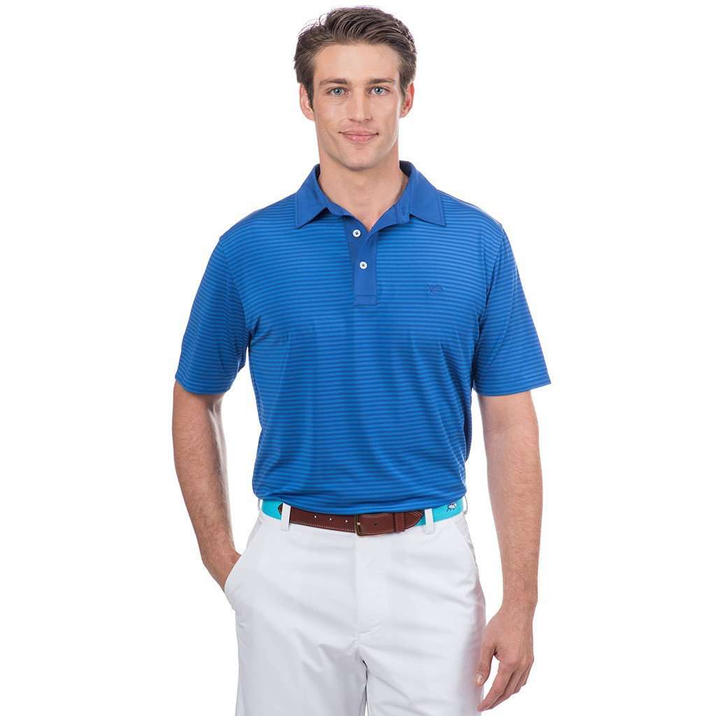 Game Set Match Stripe Performance Polo in Legacy Blue by Southern Tide - Country Club Prep