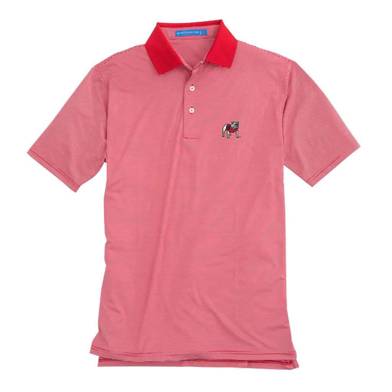 Gameday Feeder Stripe Performance Polo- (Bulldog Logo) University of Georgia Bulldog in Varsity Red by Southern Tide - Country Club Prep