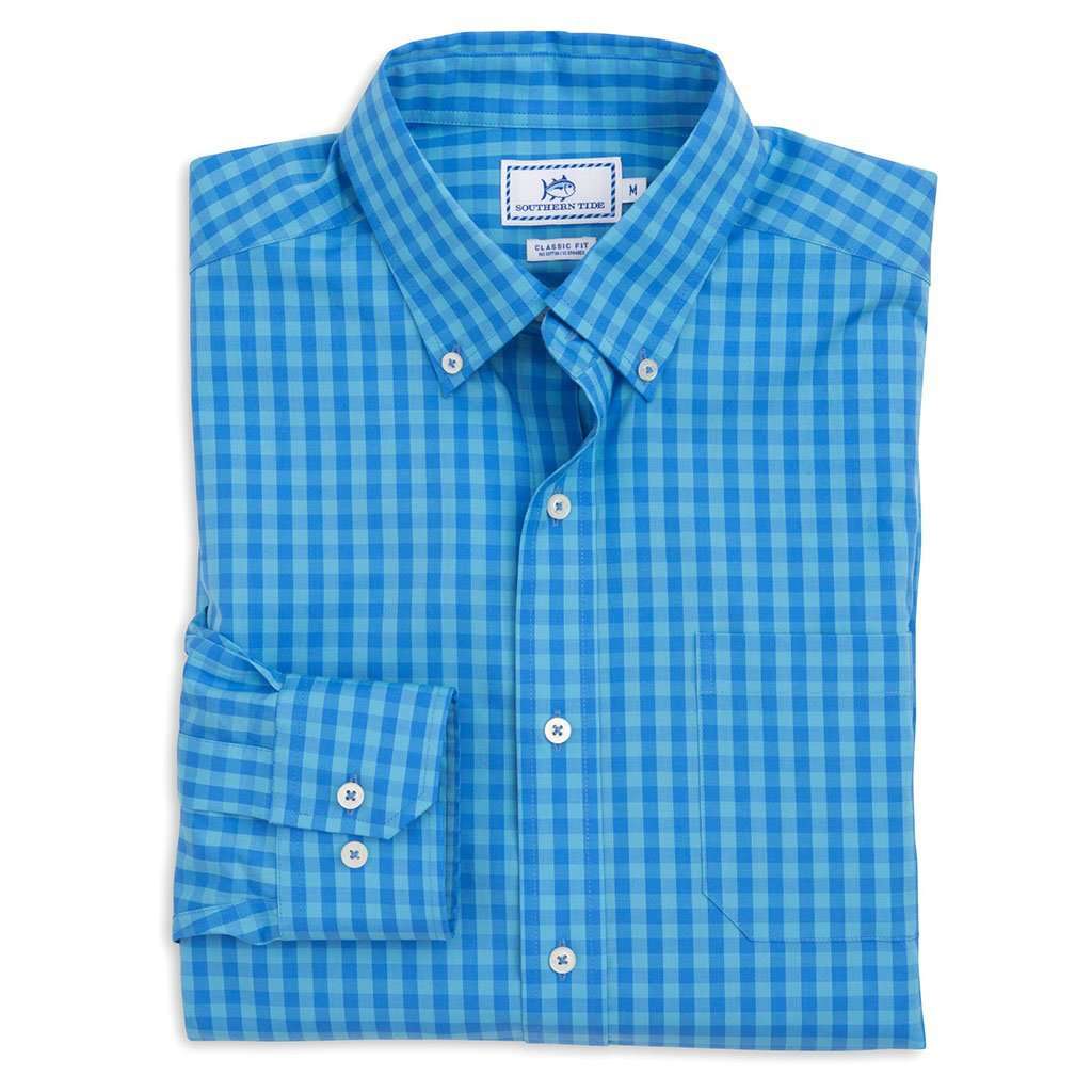 Getaway Gingham Sport Shirt in Marina by Southern Tide - Country Club Prep