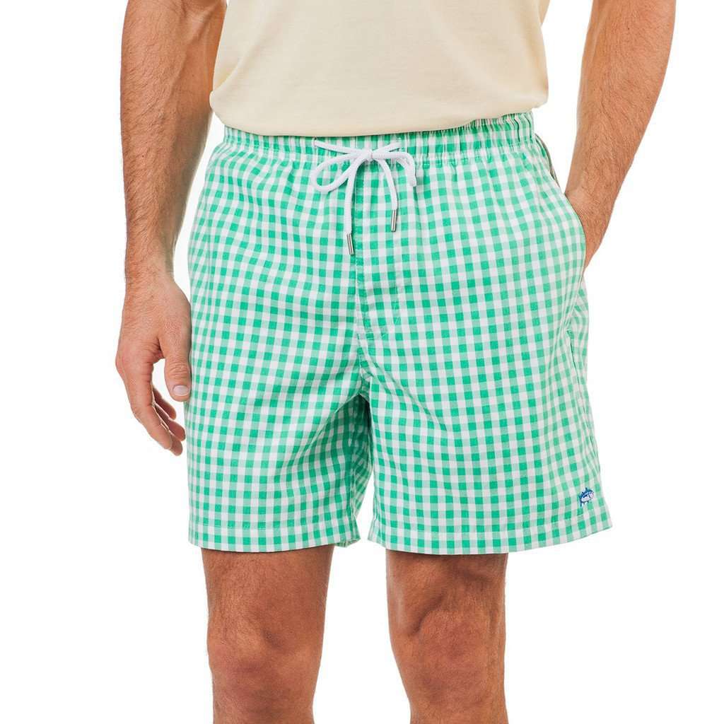 Gingham Swim Trunk in Starboard Green by Southern Tide - Country Club Prep