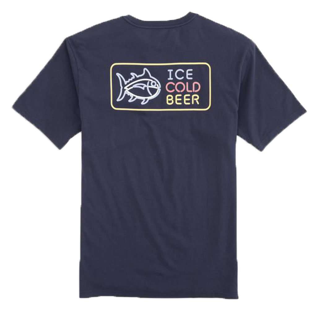 Ice Cold Beer Neon Sign T-Shirt in True Navy by Southern Tide - Country Club Prep
