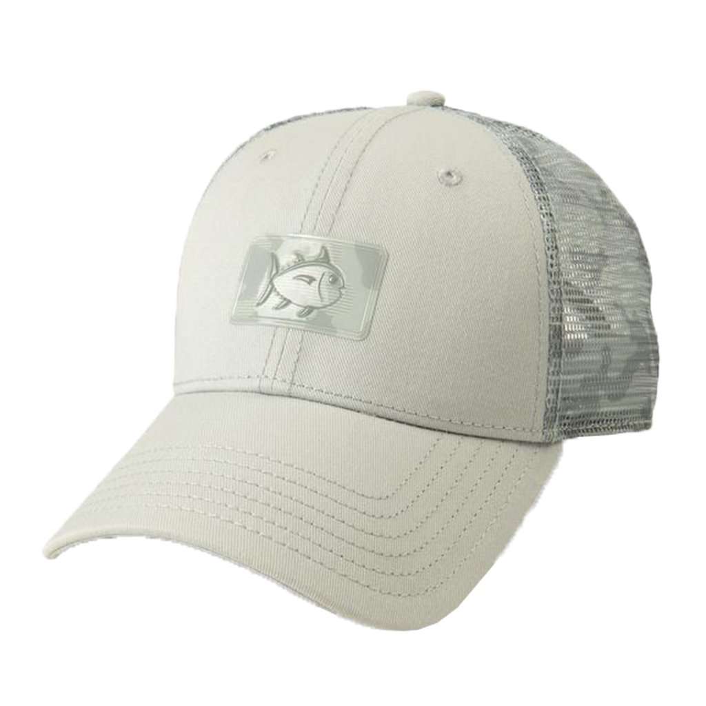 Island Camo Trucker Hat in Seagull Grey by Southern Tide - Country Club Prep