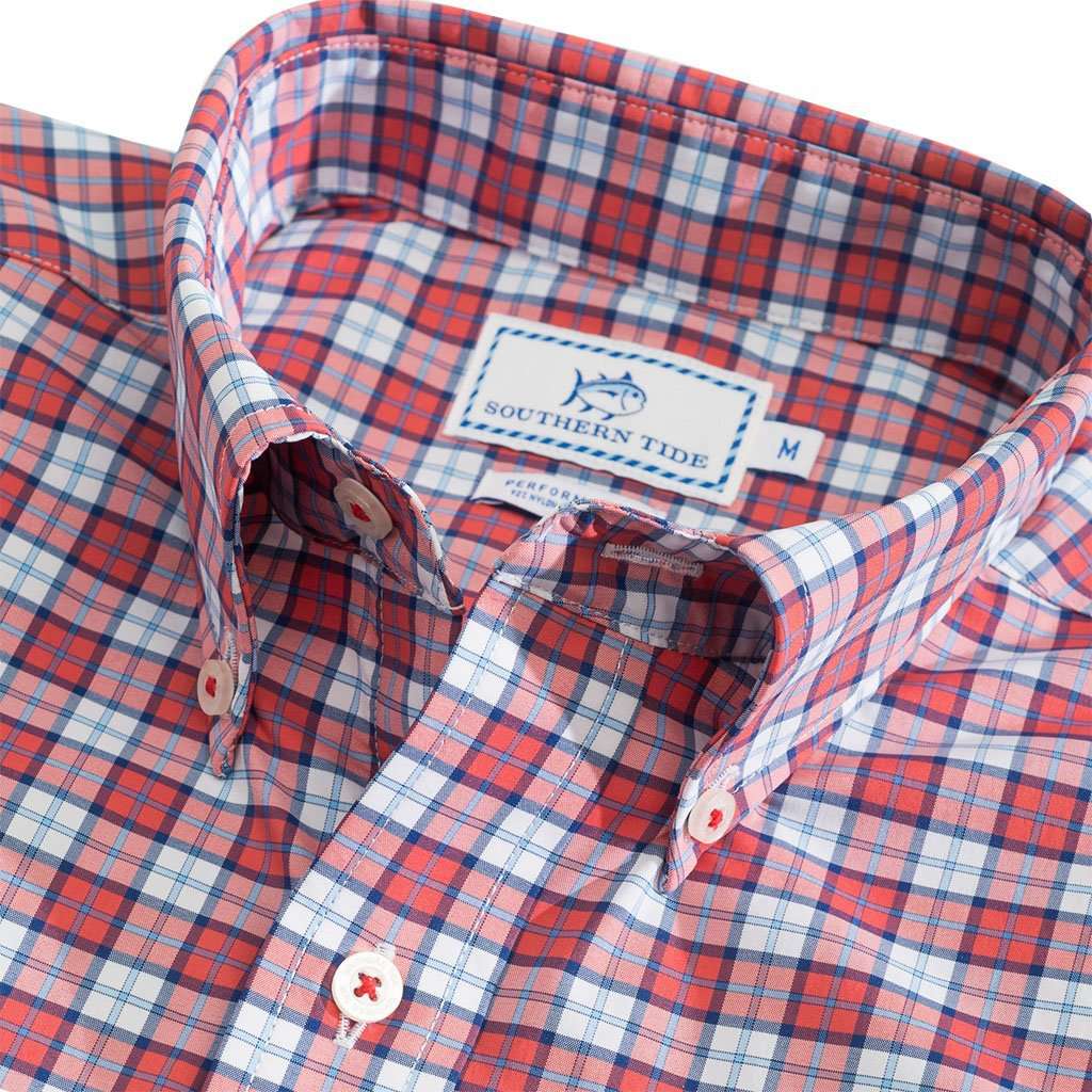 Linville Plaid Intercoastal Performance Shirt in Terracotta by Southern Tide - Country Club Prep