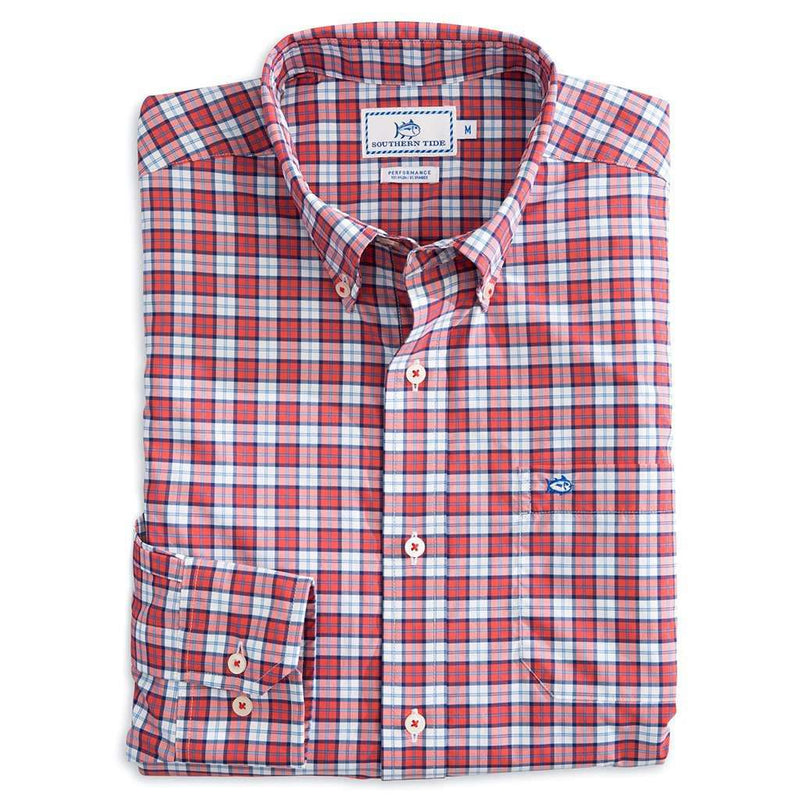 Linville Plaid Intercoastal Performance Shirt in Terracotta by Southern Tide - Country Club Prep