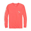 Long Sleeve Distressed Outline Skipjack T-Shirt in Sea Coral by Southern Tide - Country Club Prep