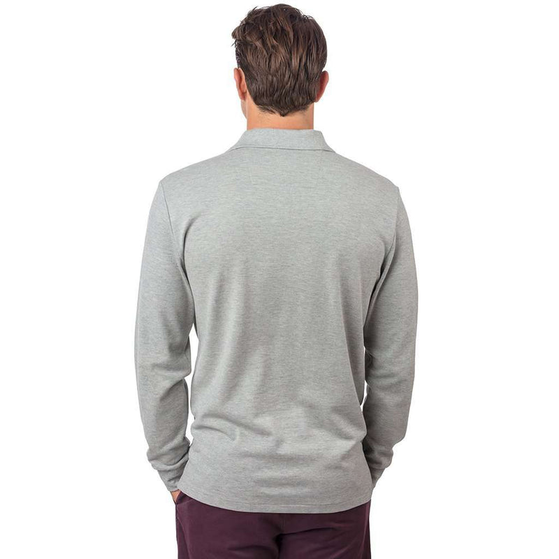 Long Sleeve Heathered Skipjack Polo in Light Grey by Southern Tide - Country Club Prep