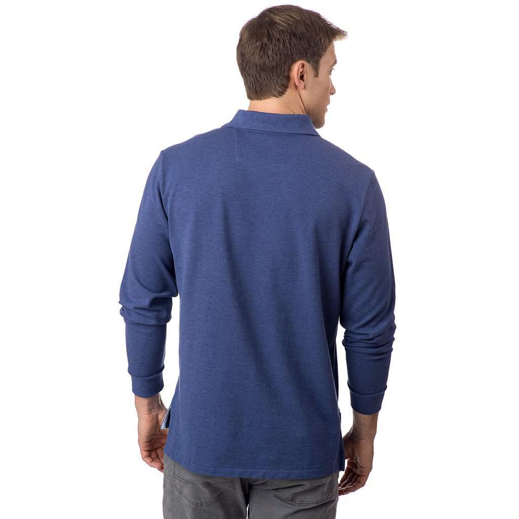 Long Sleeve Heathered Skipjack Polo in Twilight Blue by Southern Tide - Country Club Prep