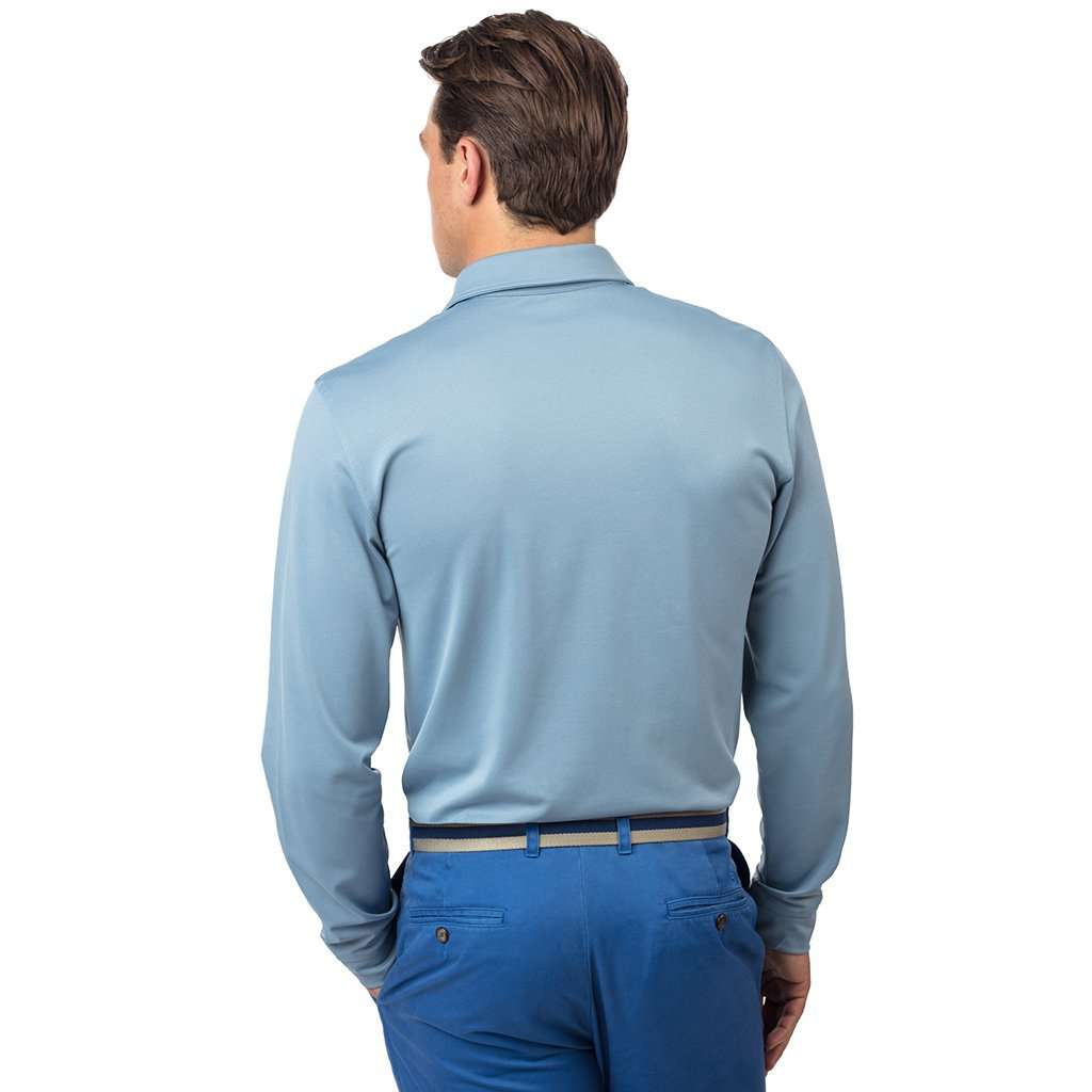 Long Sleeve Roster Performance Polo in Tsunami Grey by Southern Tide - Country Club Prep