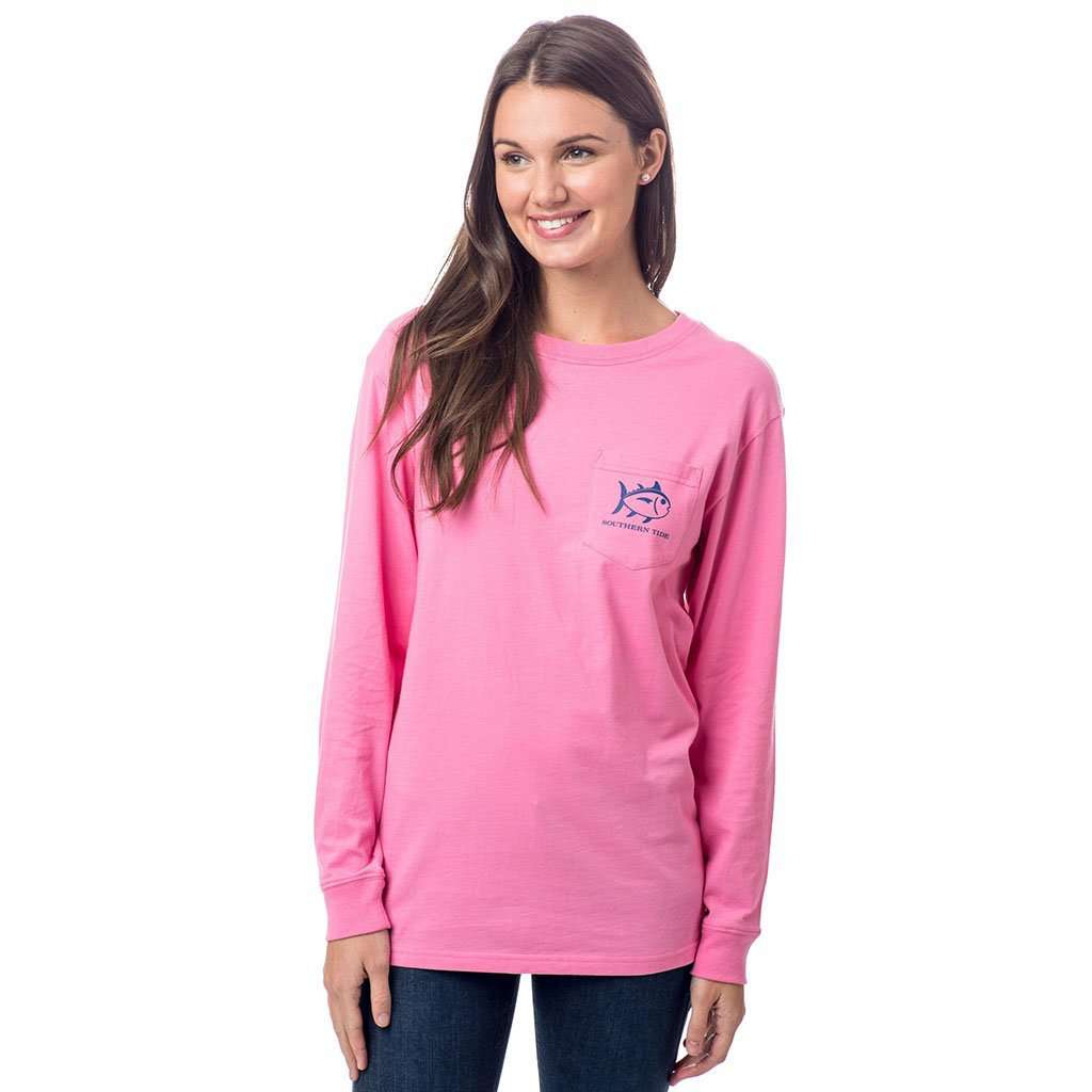 Merrytime Plaid Skipjack Long Sleeve T-Shirt in Smoothie Pink by Southern Tide - Country Club Prep
