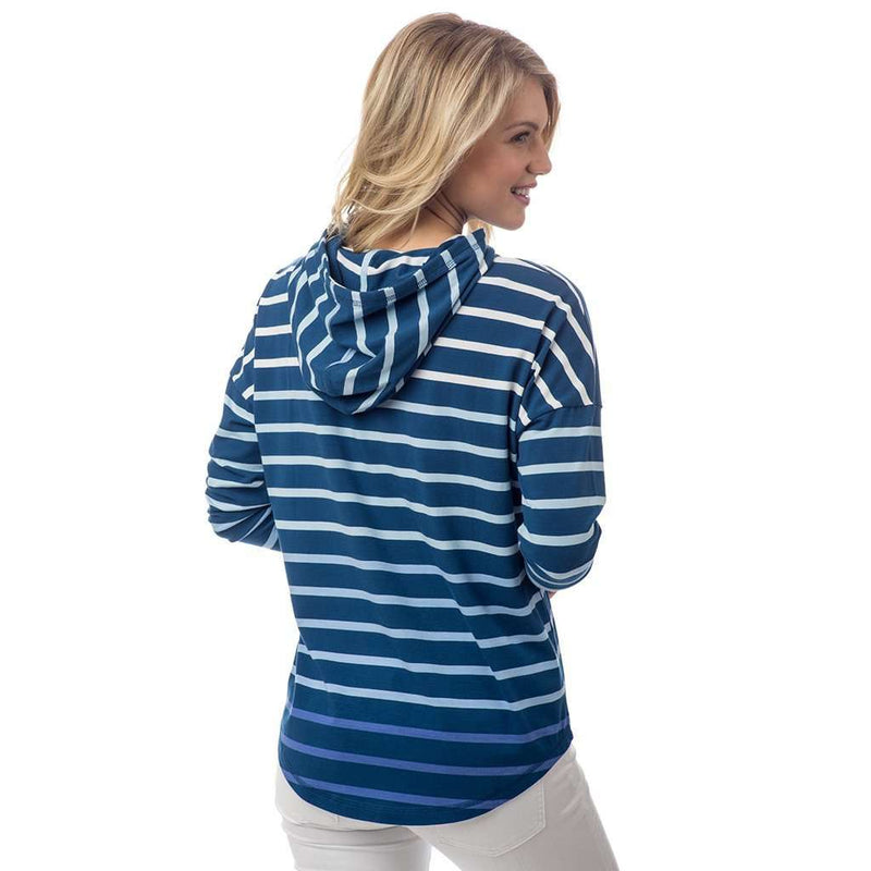 Ombre Stripe Skipper Hoodie in Yacht Blue by Southern Tide - Country Club Prep