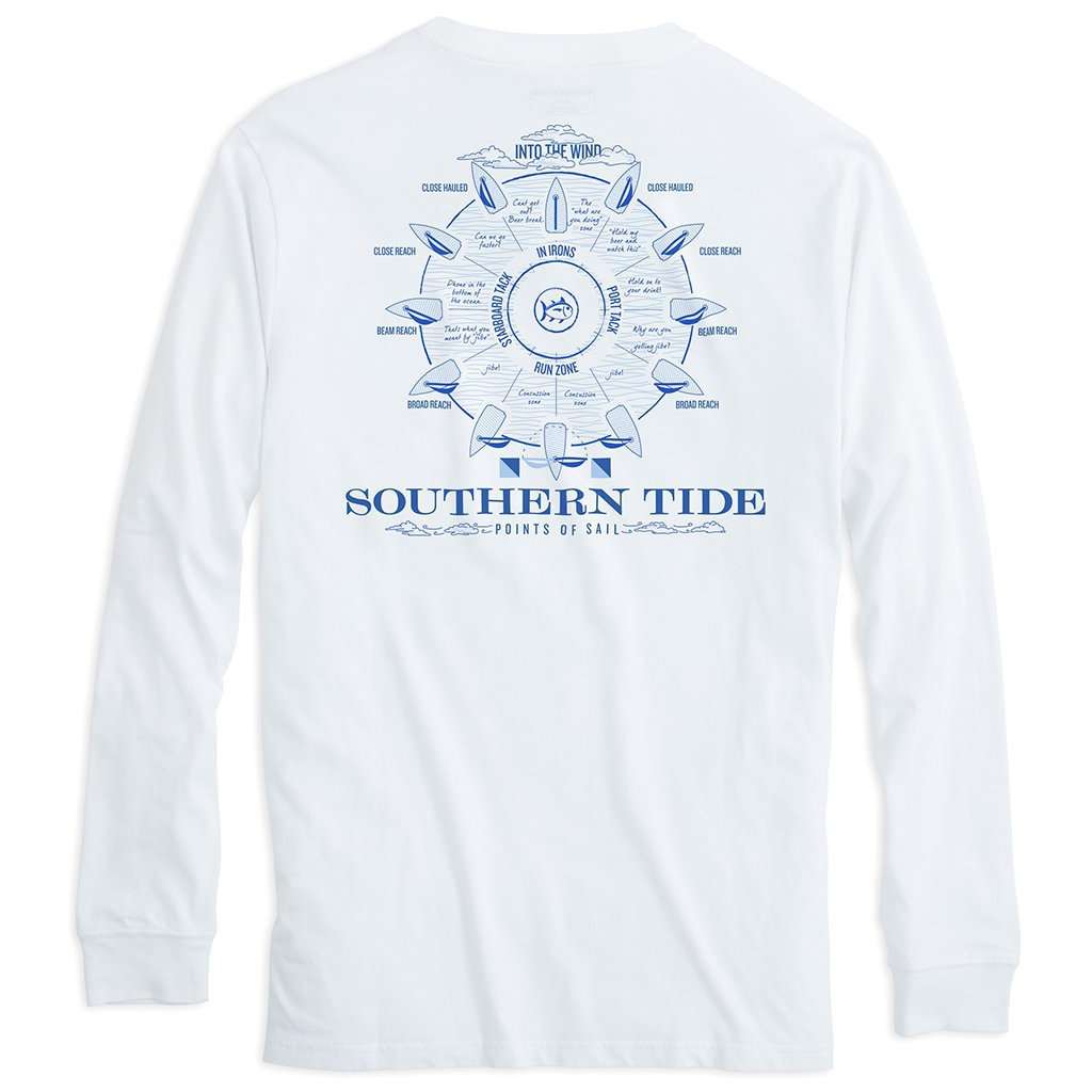 Points of Sail Long Sleeve T-Shirt in White by Southern Tide - Country Club Prep