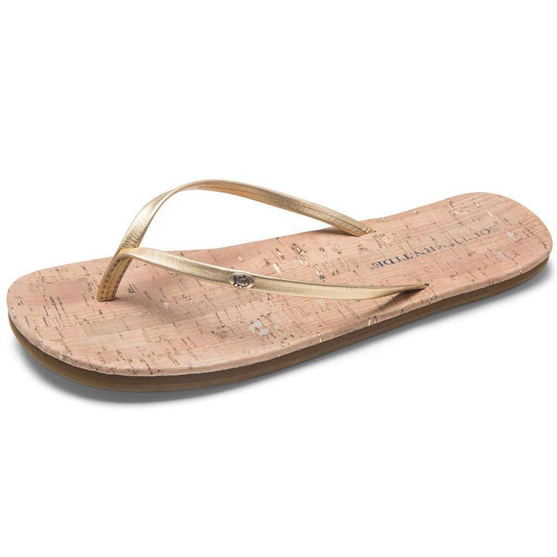 Women's Promenade Cork Flip Flop in Metallic Gold by Southern Tide - Country Club Prep