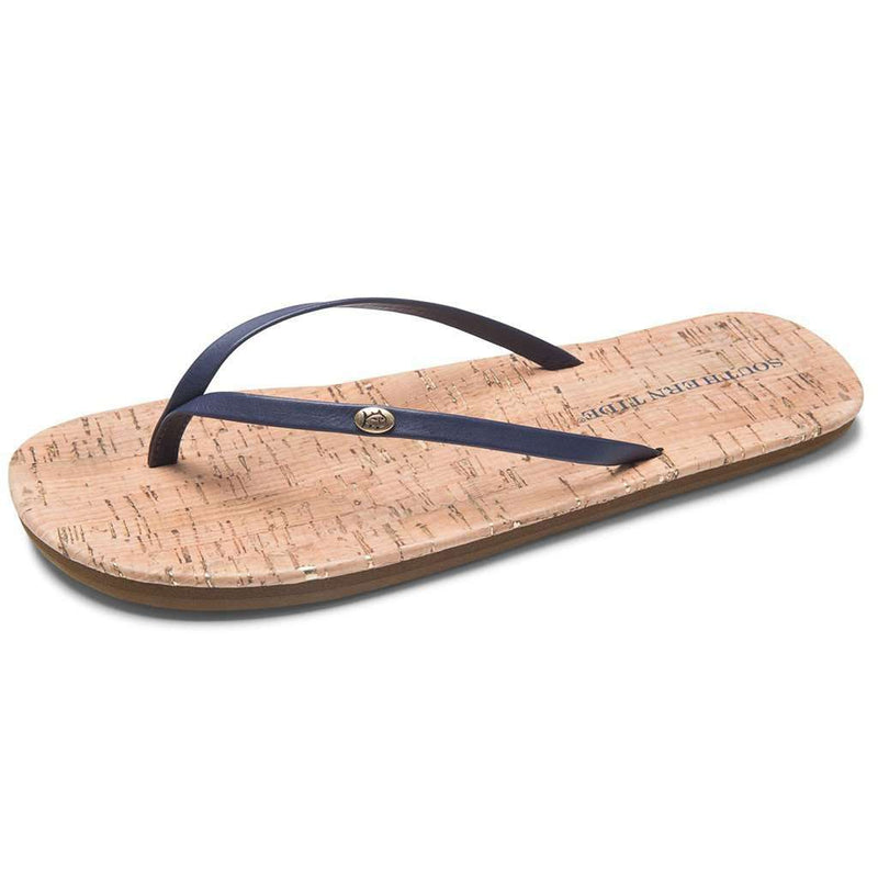 Women's Promenade Cork Flip Flop in Nautical Navy by Southern Tide - Country Club Prep