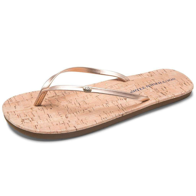 Women's Promenade Cork Flip Flop in Rose Gold by Southern Tide - Country Club Prep