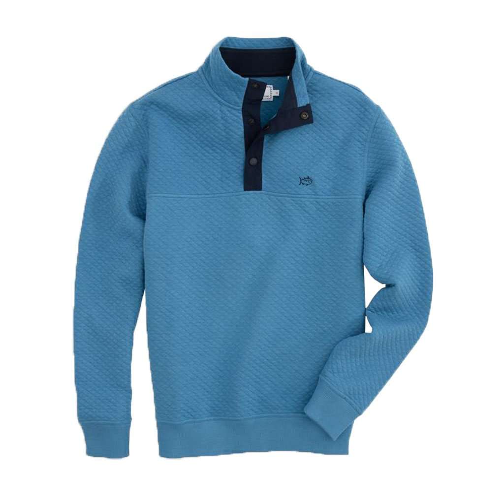 Prospect Quilted Pullover in Deep Water by Southern Tide - Country Club Prep