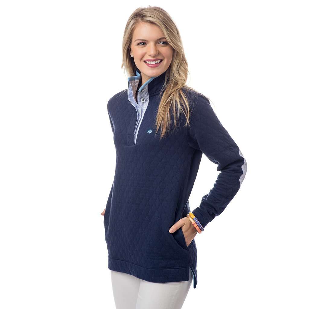 Quilted Skiptide Pullover in Nautical Navy by Southern Tide - Country Club Prep