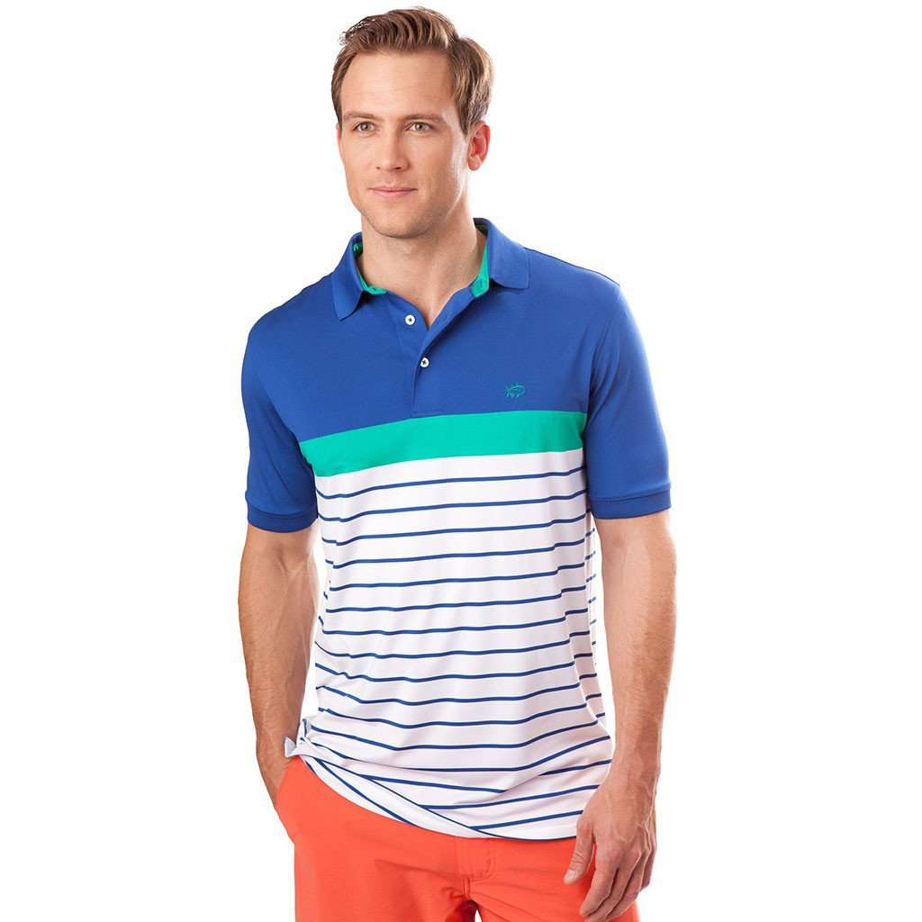 Ryder Stripe Performance Polo in Augusta Green by Southern Tide - Country Club Prep