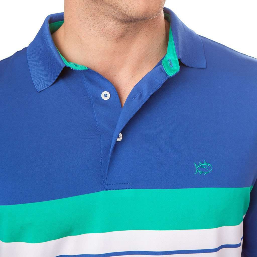 Ryder Stripe Performance Polo in Augusta Green by Southern Tide - Country Club Prep