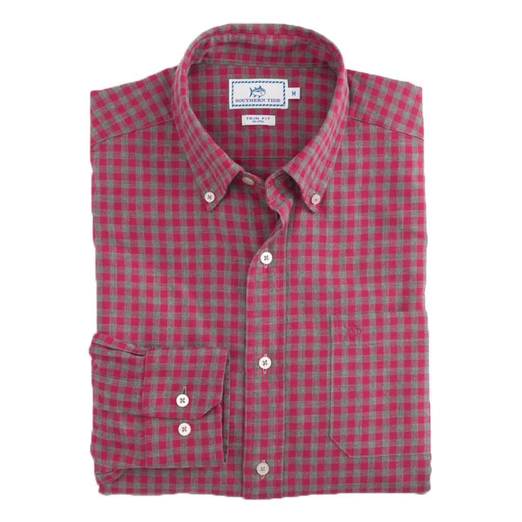 Sea Oak Gingham Sport Shirt in Sangria by Southern Tide - Country Club Prep