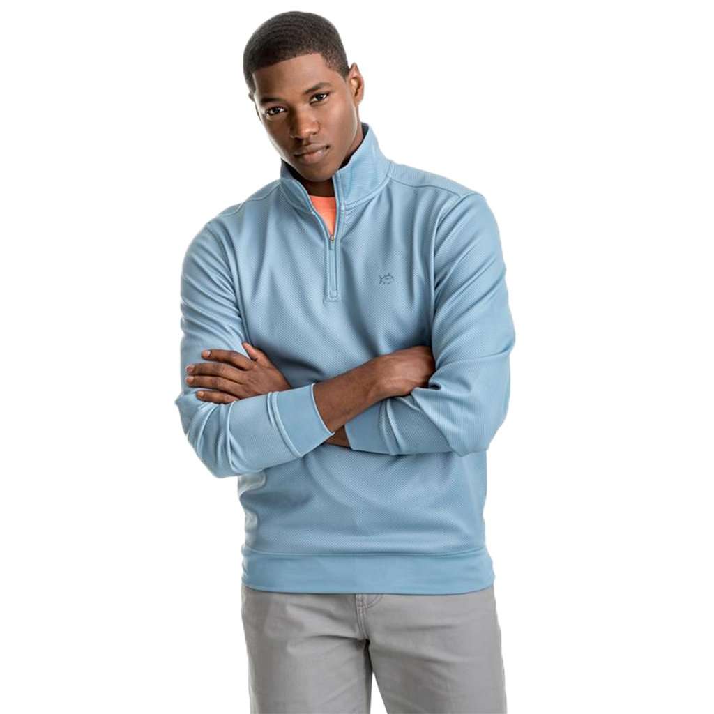 Shark Skin Performance 1/4 Zip Pullover in Ash Blue by Southern Tide - Country Club Prep