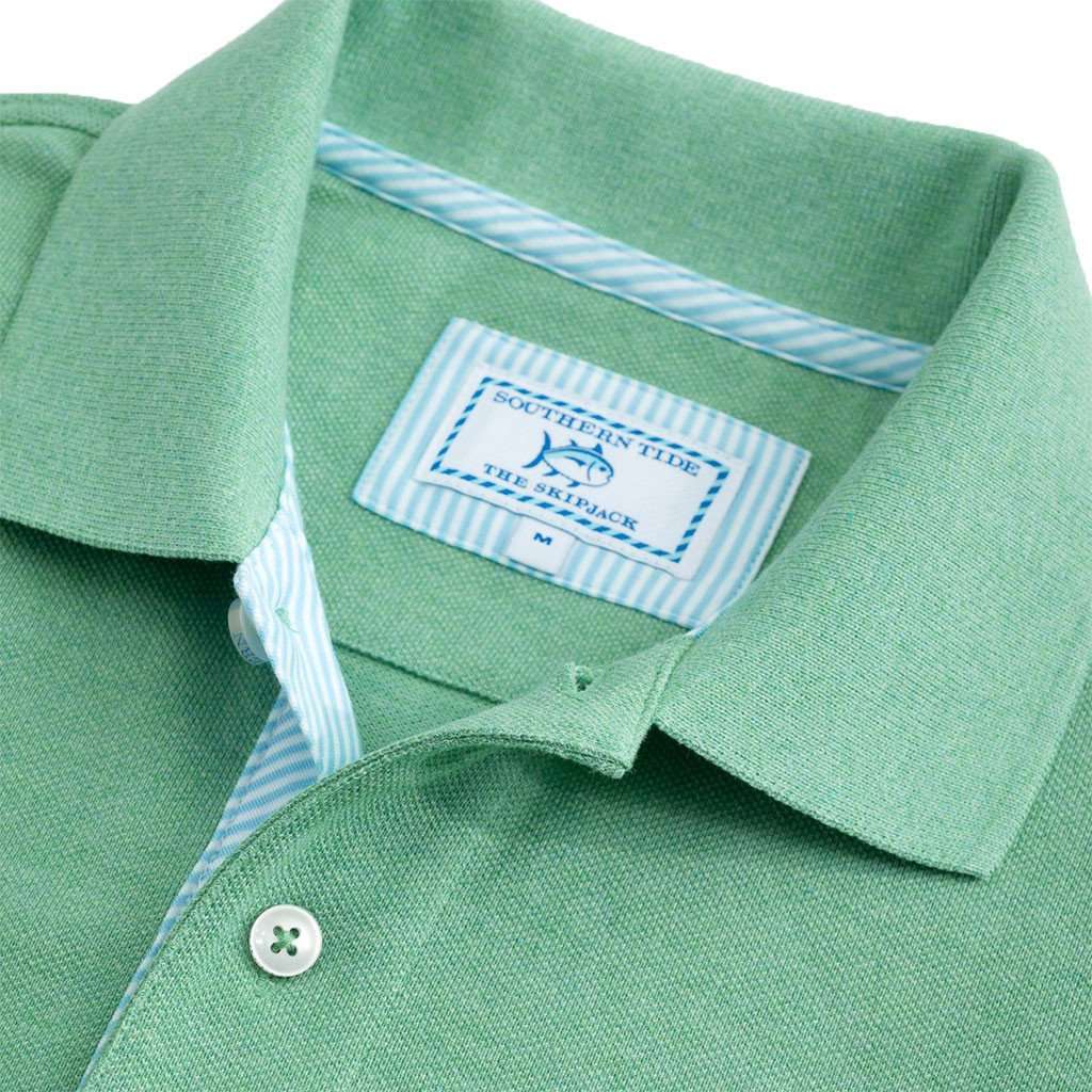 Signature Stripe Placket Skipjack Polo in Pool Green by Southern Tide - Country Club Prep