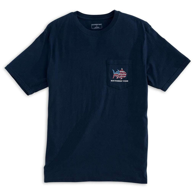 Skipjack Flag Tee Shirt in Yacht Blue by Southern Tide - Country Club Prep