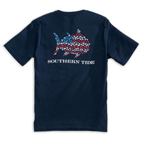 Skipjack Flag Tee Shirt in Yacht Blue by Southern Tide - Country Club Prep