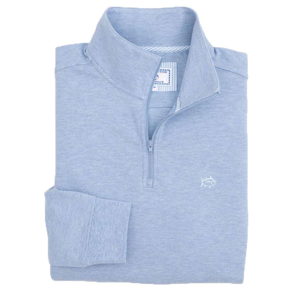 Skipjack Pique 1/4 Zip Pullover in Light Blue by Southern Tide - Country Club Prep