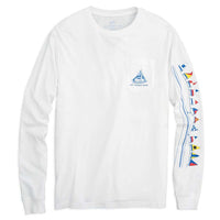 Skipjack Sailboat Long Sleeve Tee in White by Southern Tide - Country Club Prep