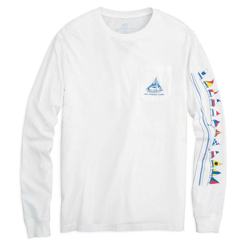 Skipjack Sailboat Long Sleeve Tee in White by Southern Tide - Country Club Prep