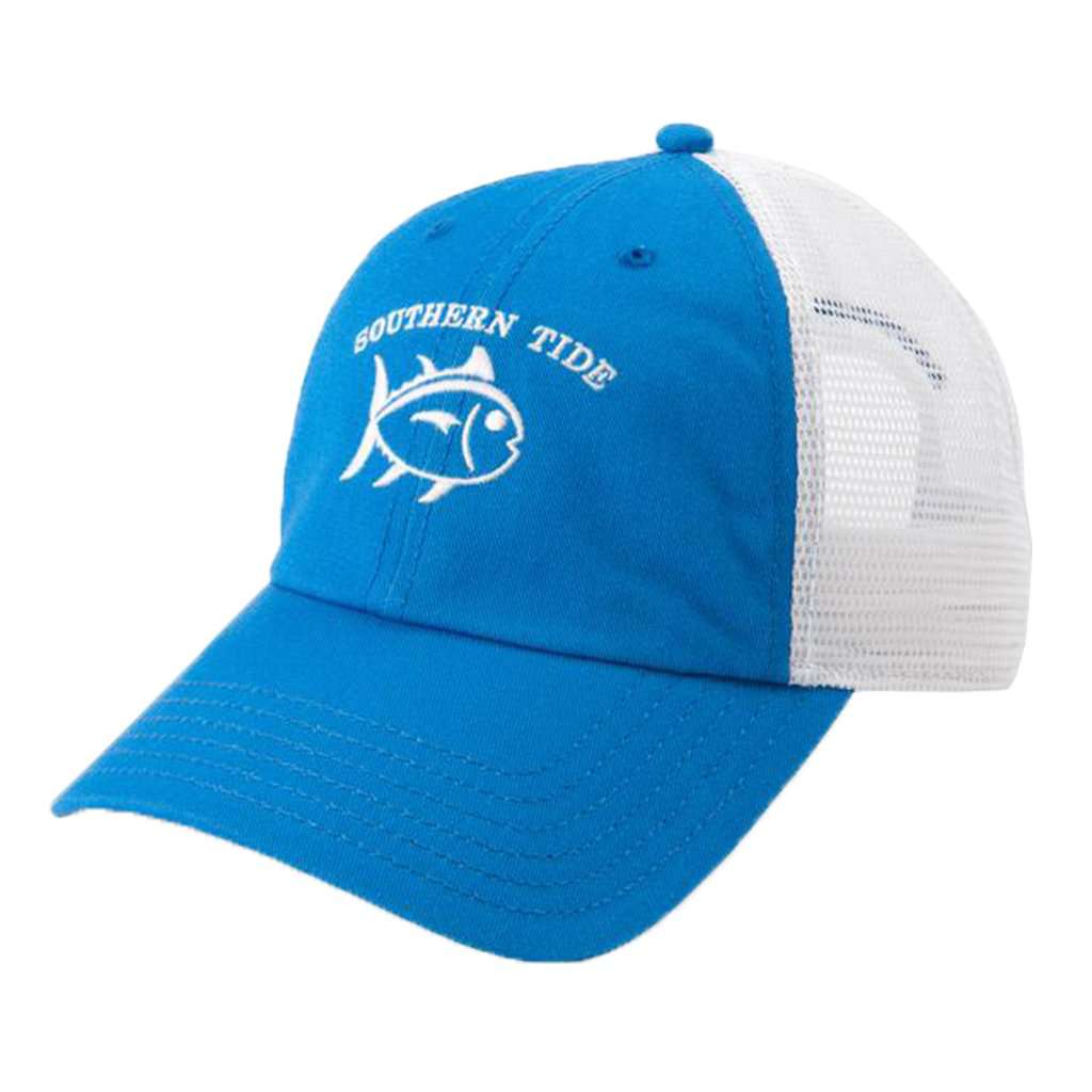 Skipjack Twill Trucker Hat in Cobalt Blue by Southern Tide - Country Club Prep