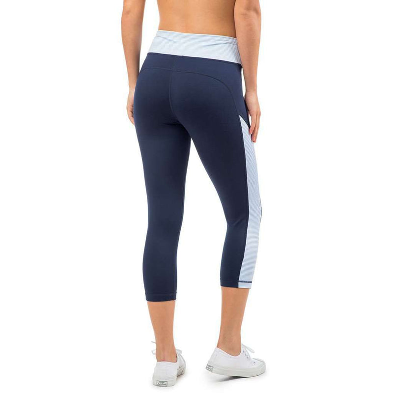 Skipstripe Crop Performance Legging in Nautical Navy by Southern Tide - Country Club Prep