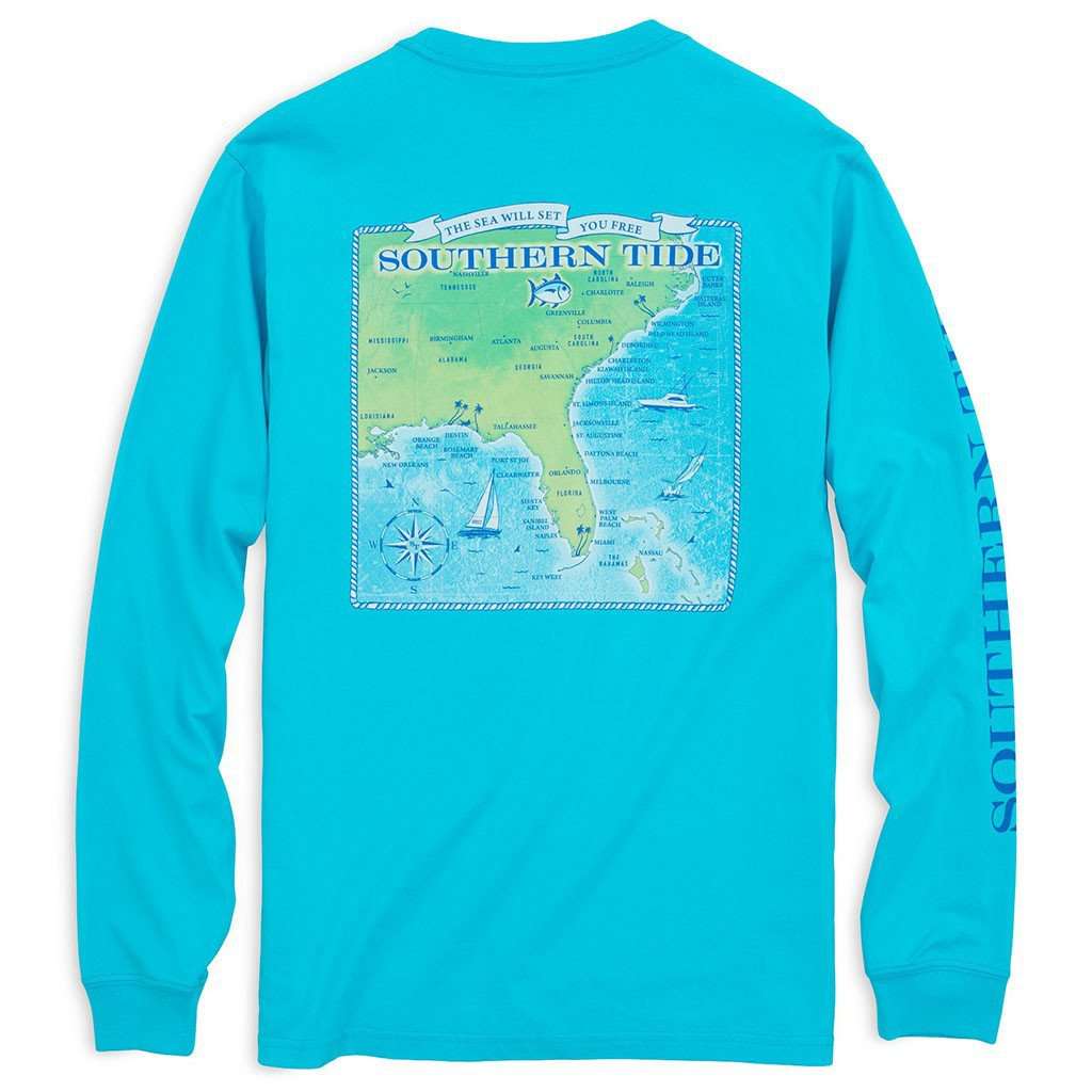 Southern Coast Long Sleeve T-Shirt in Turquoise by Southern Tide - Country Club Prep