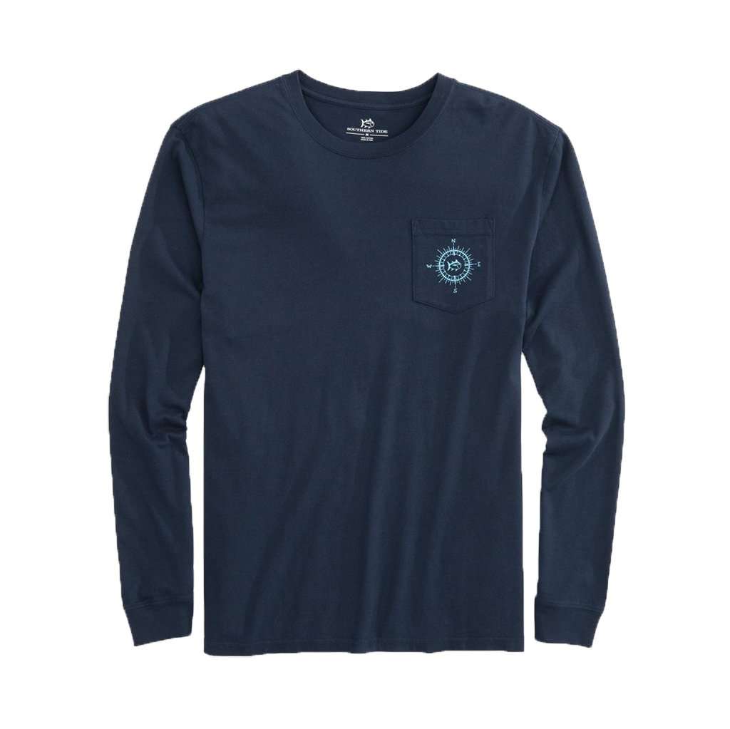 Southern Compass Long Sleeve T-Shirt in True Navy by Southern Tide - Country Club Prep